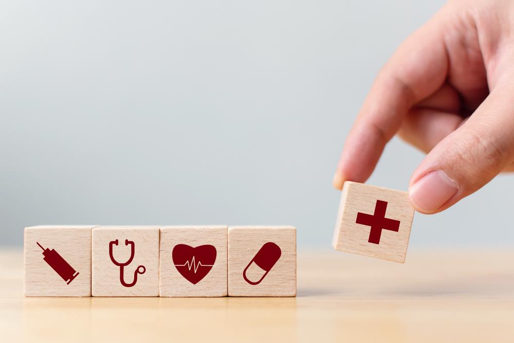 Building blocks representing health insurance relating to the 3 products to claim on your health insurance