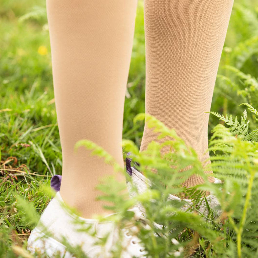 VenoTrain Impuls Compression Stockings, Thigh High, Class 2, Caramel, Silicone Border - Bauerfeind New Zealand