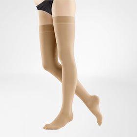 VenoTrain Micro Thigh High Compression Stockings - Caramel - Bauerfeind Australia