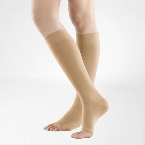 VenoTrain Knee High Open Toe Compression Stockings - Caramel - Bauerfeind Australia 