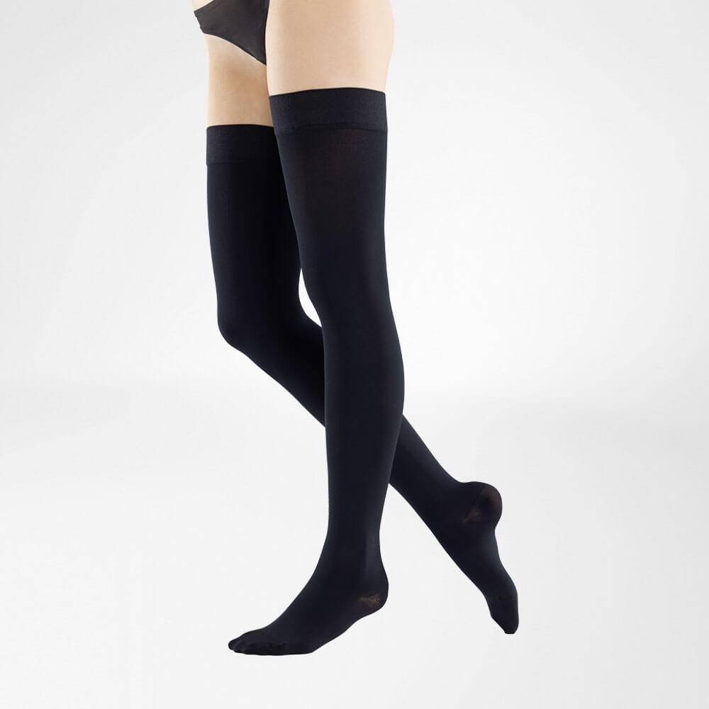 VenoTrain Micro Thigh High Compression Stockings - Black - Bauerfeind Australia 